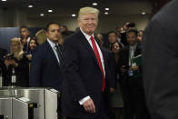 <p>President Donald Trump arrives at the United Nations, Monday, Sept. 18, 2017. (Photo: Richard Drew/AP) </p>