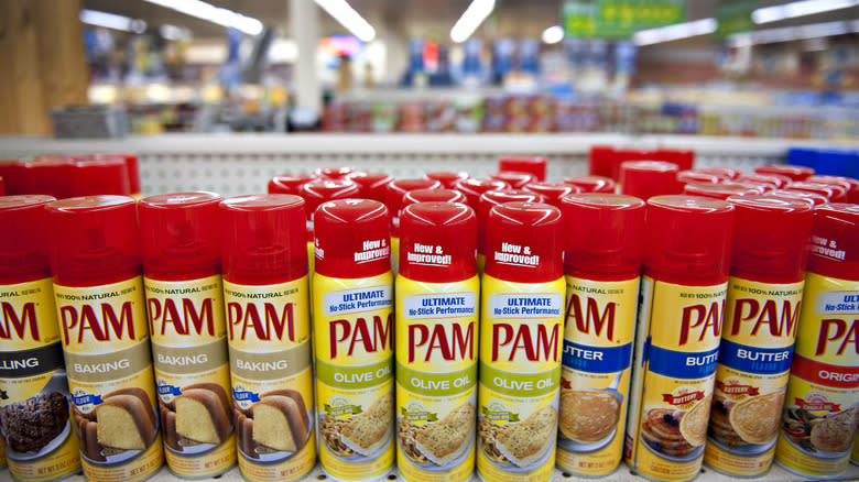 PAM cooking sprays on a shelf