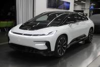 Faraday Future's luxury electric car FF91 is seen at the company's headquarters in Gardena