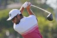 Corey Conners, of Canada, hits his tee shot on the 16th hole during the first round of the PGA Championship golf tournament on the Ocean Course Thursday, May 20, 2021, in Kiawah Island, S.C. (AP Photo/Chris Carlson)