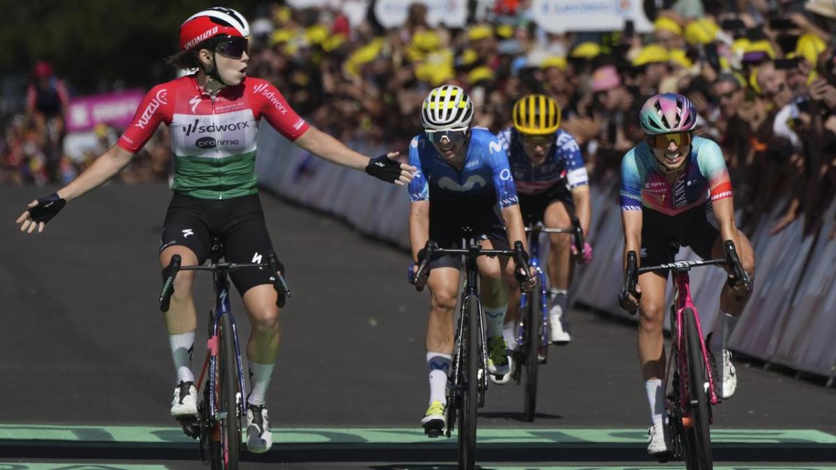 New wearer of the yellow jersey after fall at the women’s tour