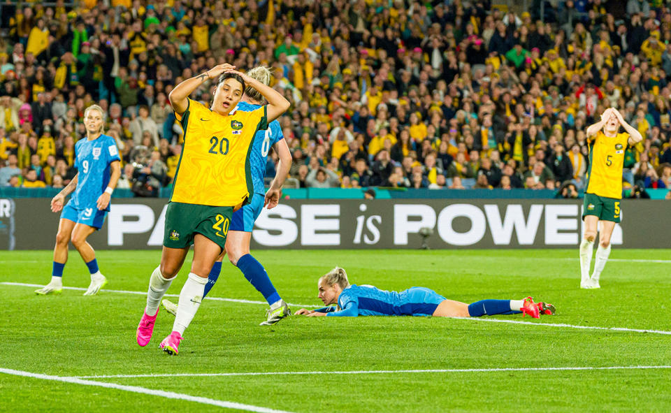 Sam Kerr, pictured here after her horror loss.