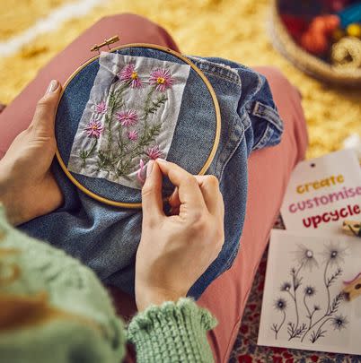 Or use this hand embroidery kit to add a pretty floral design directly to your denim