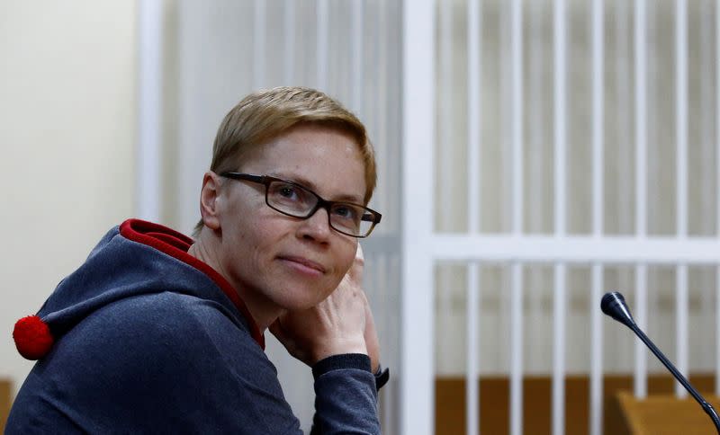 FILE PHOTO: Zolotova, editor-in-chief of Tut.by independent news website, in court in in Minsk in 2019