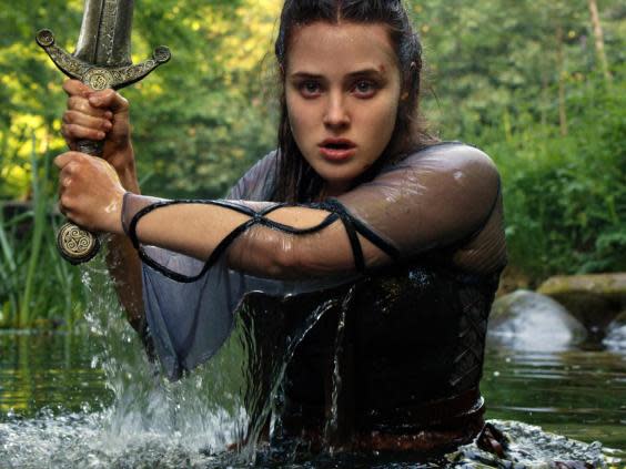 Katherine Langford as Nimue, the mythical Lady of the Lake, in Netflix’s ‘Cursed’ (Netflix)