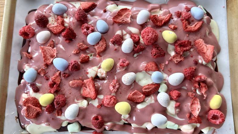 Easter marshmallow bark with candy