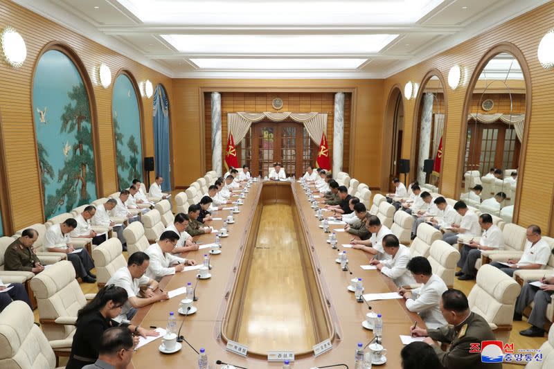 North Korean leader Kim Jong Un attends enlarged meeting of the Political Bureau of the 7th Central Committee of the Workers' Party of Korea (WPK), in Pyongyang