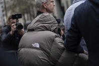British billionaire Joe Lewis leaves Manhattan Federal court, Thursday, April. 4, 2024, in New York. Lewis, whose family trust owns the Tottenham Hotspur soccer club, will not spend any time in prison after he pleaded guilty to insider trading and conspiracy charges in New York, a federal judge said Thursday. (AP Photo/Jeenah Moon)