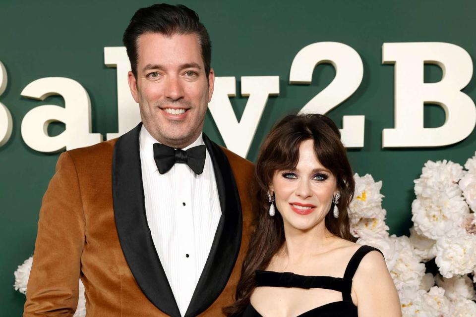 <p>Stefanie Keenan/Getty</p> onathan Scott and Zooey Deschanel attend 2023 Baby2Baby Gala Presented By Paul Mitchell at Pacific Design Center on November 11, 2023 in West Hollywood, California. 