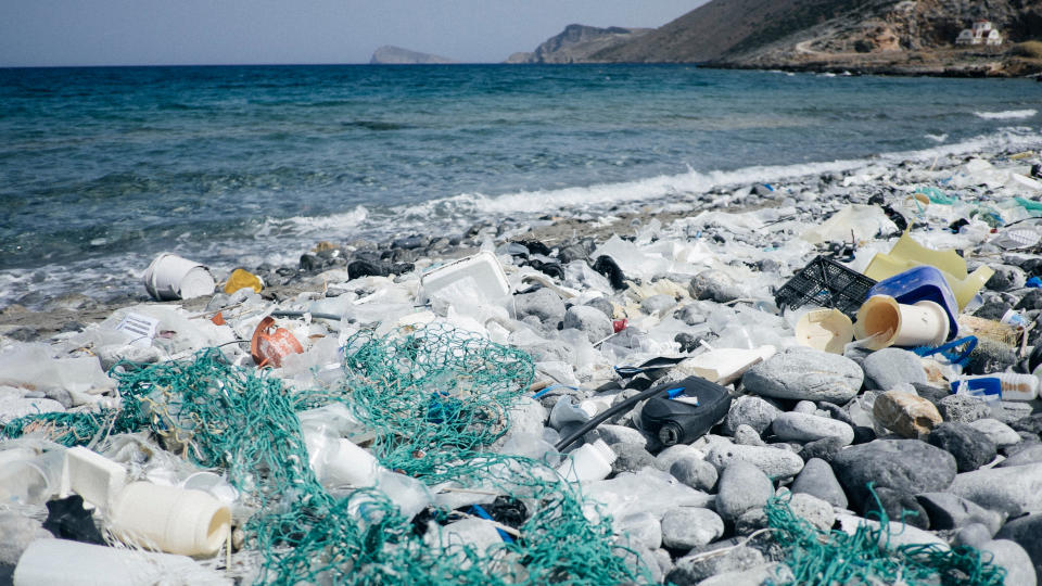 plastic pollution on beach