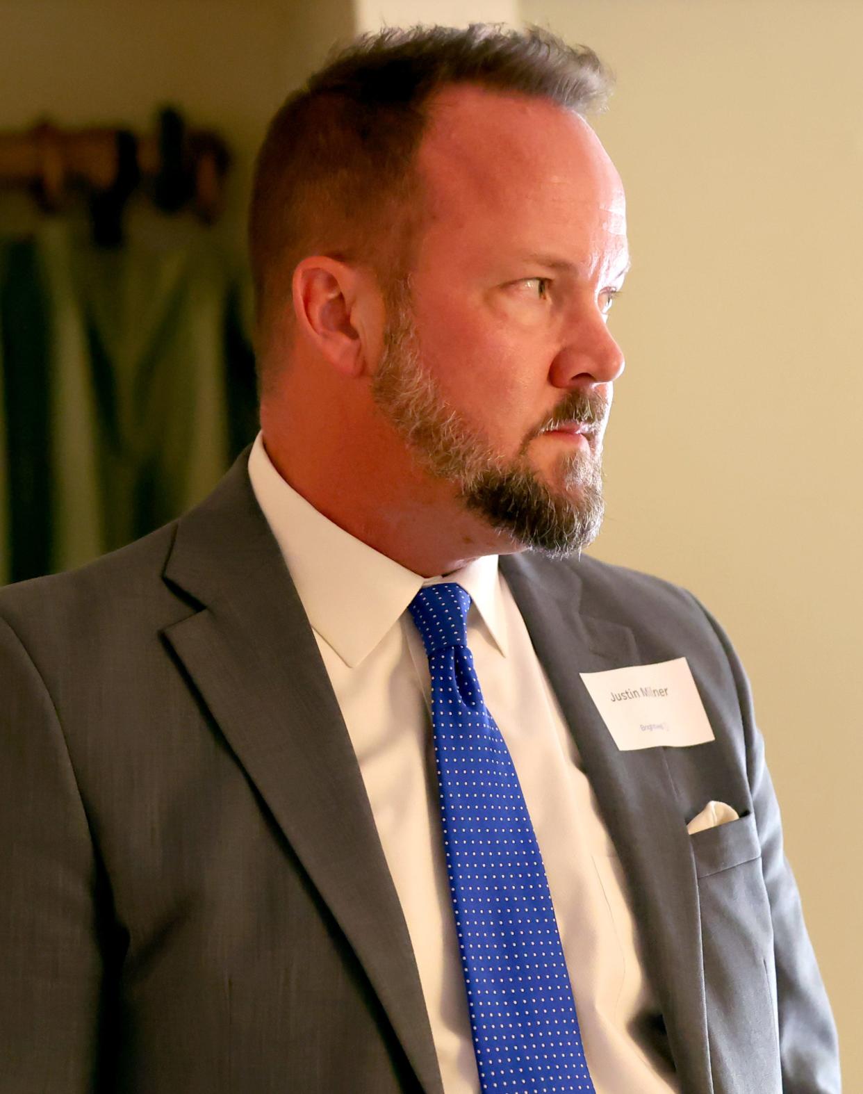 Justin Milner, associate superintendent and chief operating officer of Norman Public Schools, talks March 7 at the the Oklahoma City Golf & Country Club before a panel discussion about a solar project with district.