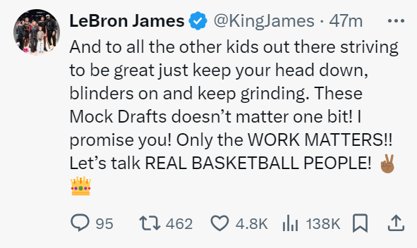 Screengrab of LeBron James post