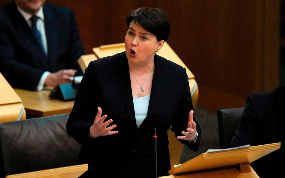 Ruth Davidson told MSPs Scots were sick of the nationalists' obsession with independence - Credit: AFP