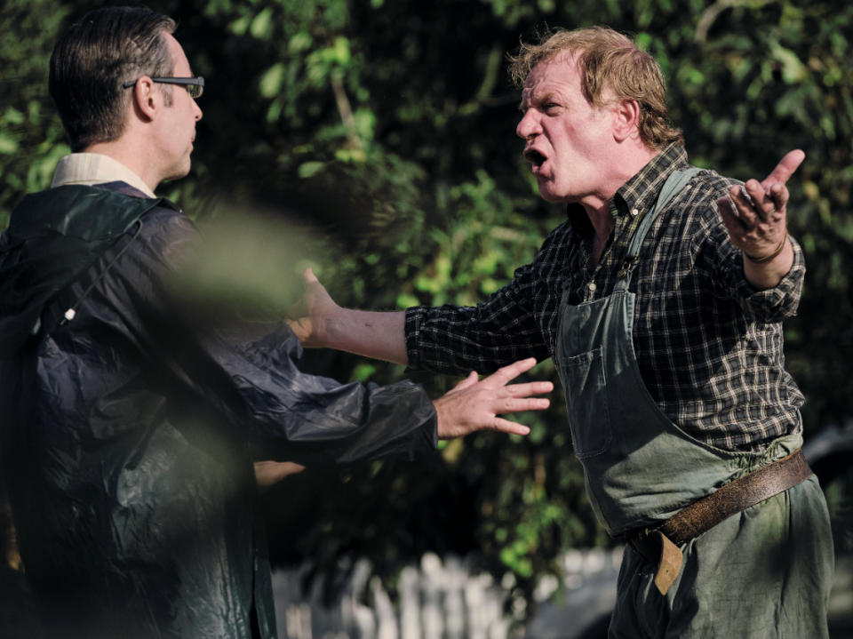 Mr Martin (Paddy Considine) and Jason (Mark Lewis Jones) see tempers rise during The Third Day’s first episodeSky Atlantic