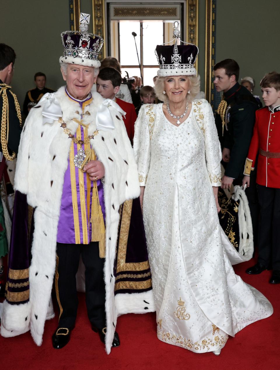 King Charles and Queen Camilla just before they walked out onto the balcony of Buckingham Palace