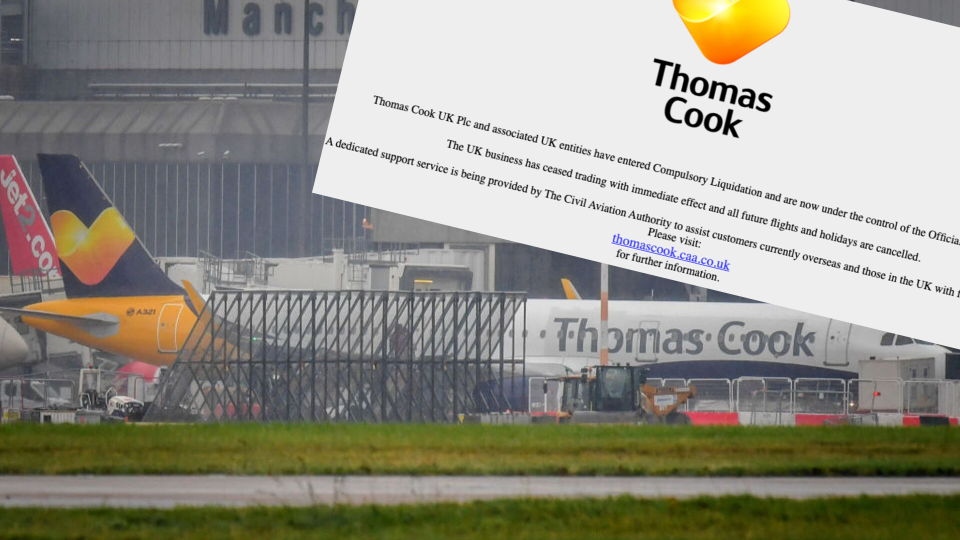 Thomas Cook has gone under, leaving 600,000 travellers stranded. Images: Getty, Thomas Cook