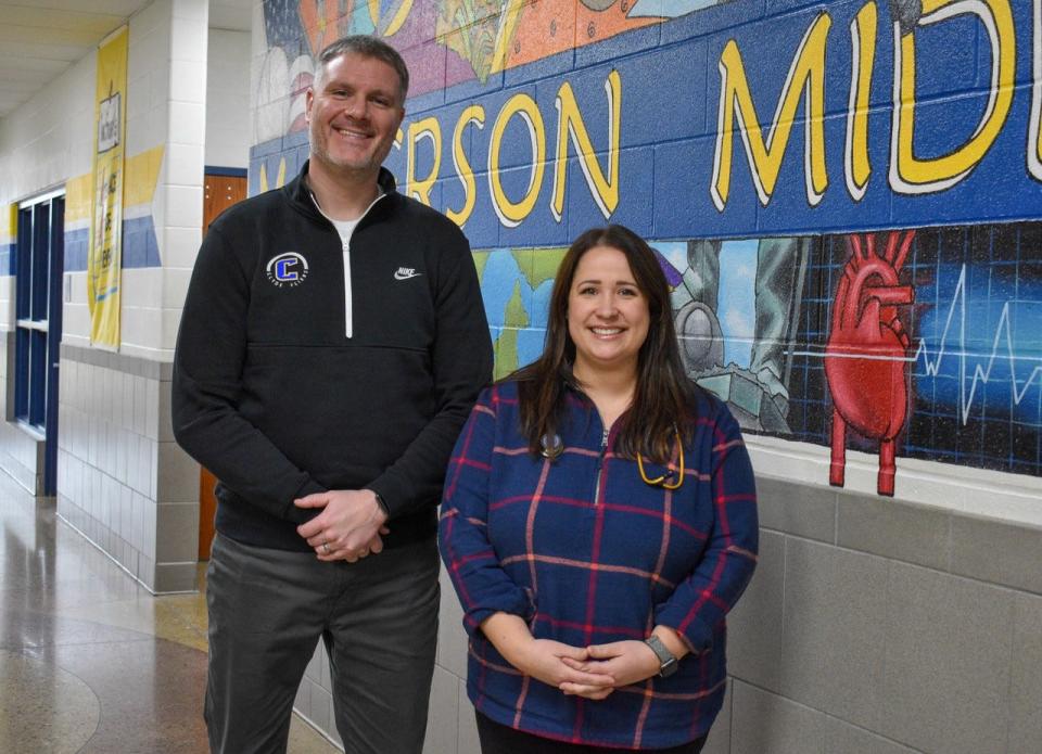 Clyde-Green Springs Schools Superintendent Lucas Messer and NOMS pediatric nurse practitioner Hillary Adams are happy to offer in-school medical visits to students with parent approval. Adams can provide a number of services, from prescribing medicine to ordering medical tests.