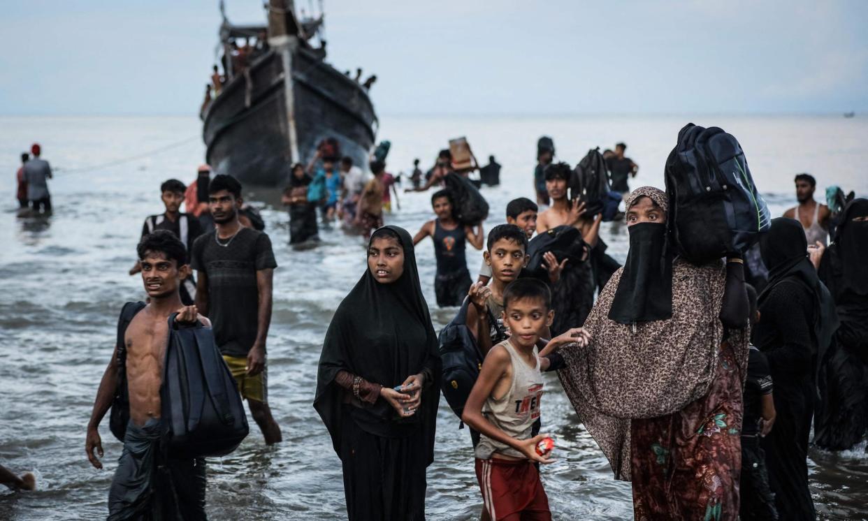 <span>An overloaded boat holding about 250 Rohingya refugees in Ulee Madon, Aceh province, Indonesia, 16 November 2023. </span><span>Photograph: Amanda Jufrian/AFP/Getty Images</span>