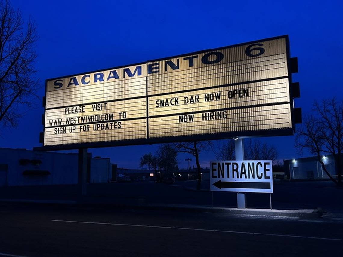 Service Journalism reporter Brianna Taylor visits West Wind drive-in movie theater at 9616 Oates Drive, Sacramento on Friday, March 3, 2023. The six-screen theater complex was suggested by Bee reader Annette Orella.