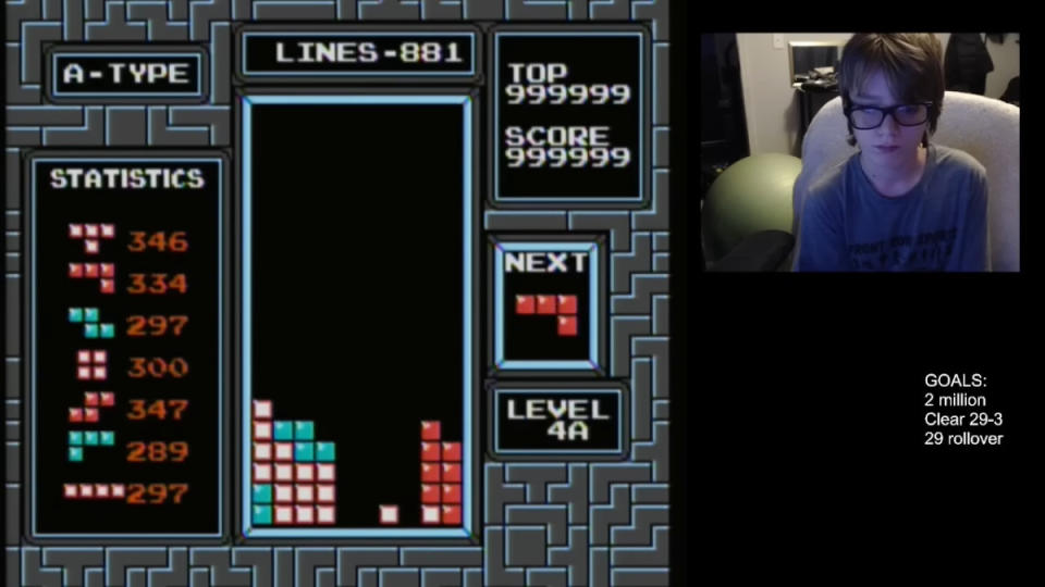 It didn't take long for Blue Scuti to reach the max score in Tetris. <p>YouTube</p>