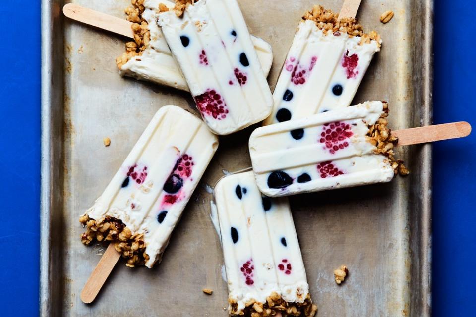 Breakfast Yogurt Pops with Fruit and Granola