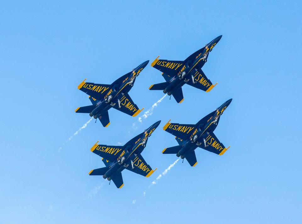 The Blue Angels perform over Pensacola Beach on Friday, July 8, 2022.