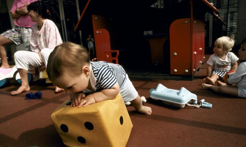 Toddler playing with toy