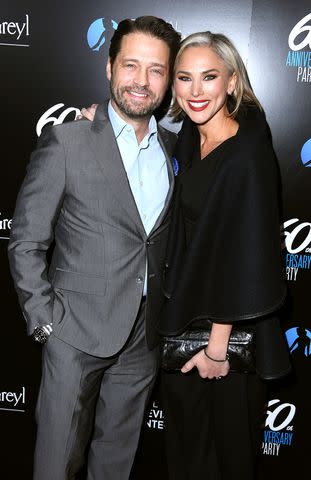 <p>Steve Granitz/WireImage</p> Jason Priestley and his wife Naomi Lowde-Priestley in 2020