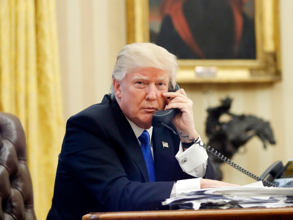 Donald Trump on phone oval office