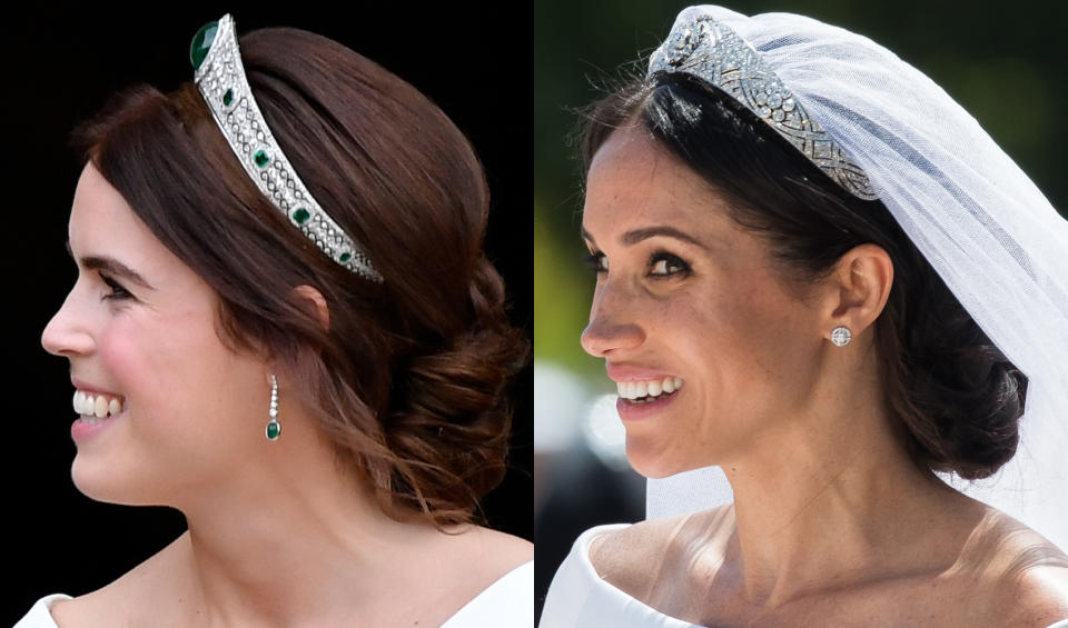 The princess and the duchess both wore a tiara and had similar hairstyles. (Photo: Getty Images).