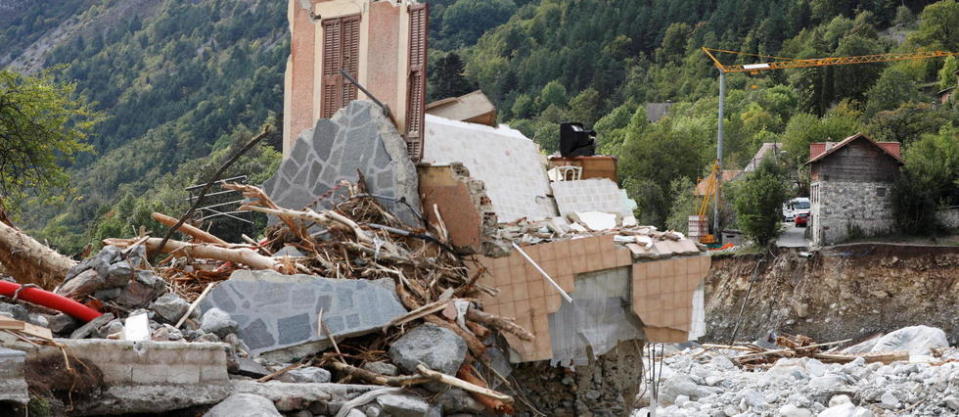 Une maison entièrement détruite par les eaux à Saint-Martin-Vésubie.
