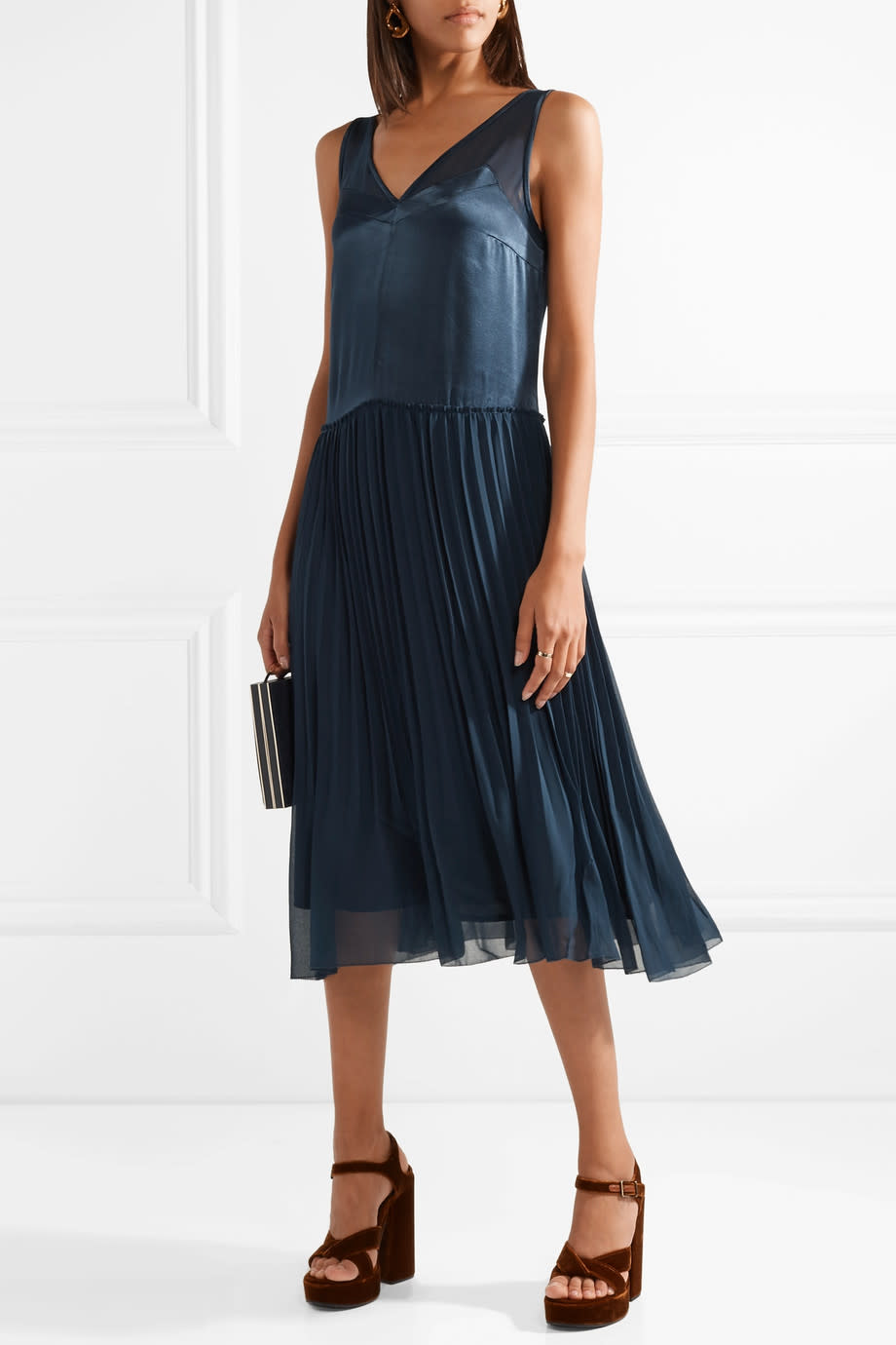 Dress: By Malene Birger Chiffon And Satin Midi Dress