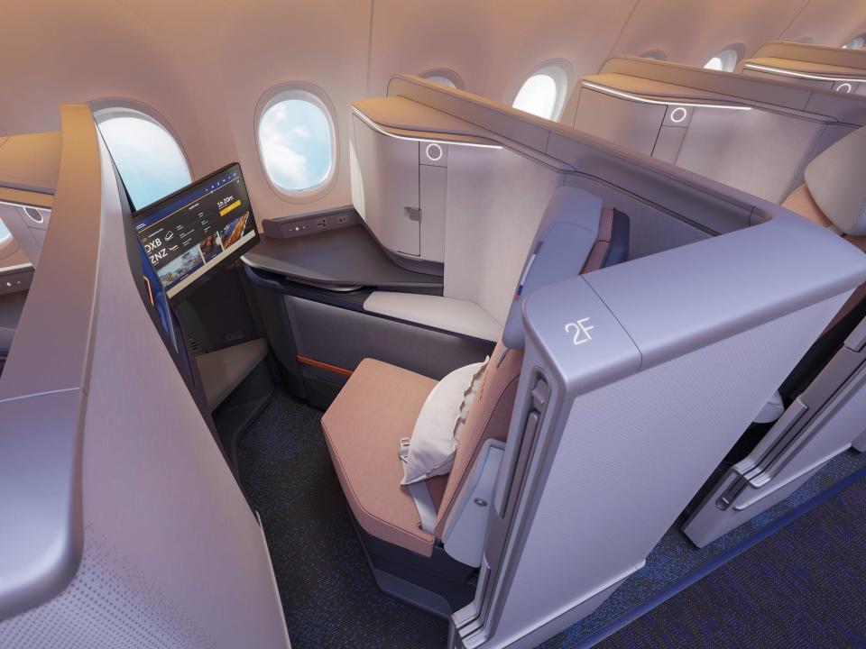 Flydubai's single-aisle VUE business class lie-flat seat.