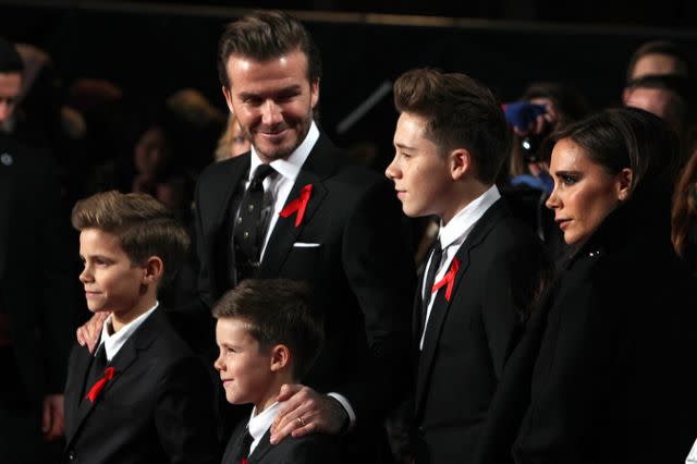 Proud family: David and Victoria Beckham with their three sons.