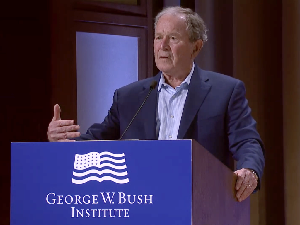 Former president George W Bush was the target of a foiled assassination plot, FBI documents indicate  (The Bush Center/YouTube)