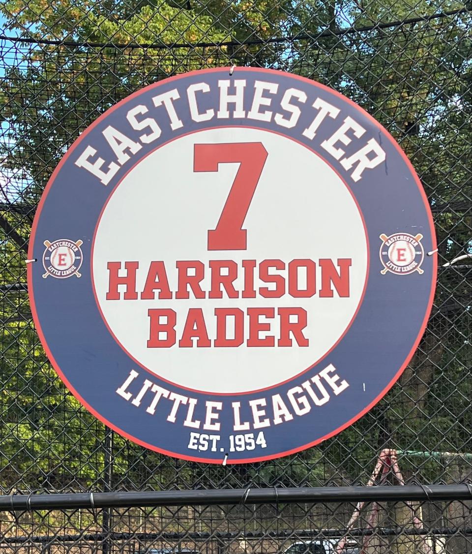 Eastchester Little League retired the No. 7 that Harrison Bader wore as a member of the organization at its 2022 Opening Day ceremony. Bader, who is now the center fielder for the Yankees, grew up in the Town of Eastchester.
