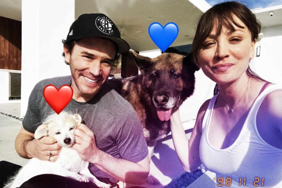 Tom Pelphrey/Instagram Tom Pelphrey and Kaley Cuoco with their dog Blue