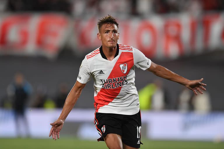 Braian Romero, autor del 3-0 de River campeón ante Racing, en el Monumental