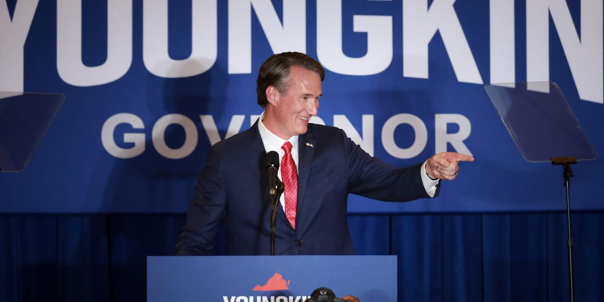 Glenn Youngkin celebrates on election night