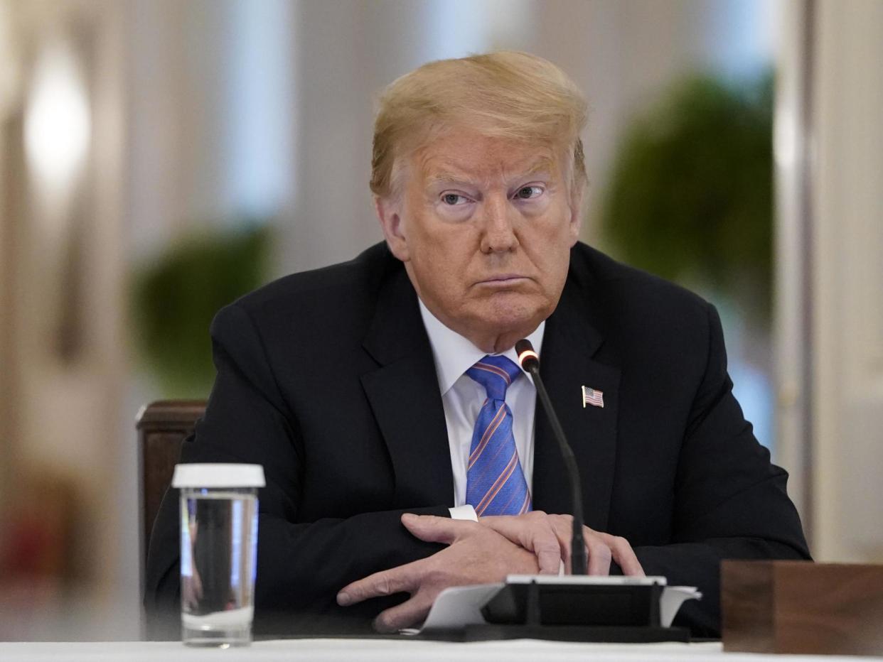 President Donald Trump participates in a meeting of the American Workforce Policy Advisory Board in the East Room of the White House on 26 June, 2020 in Washington, DC: (2020 Getty Images)