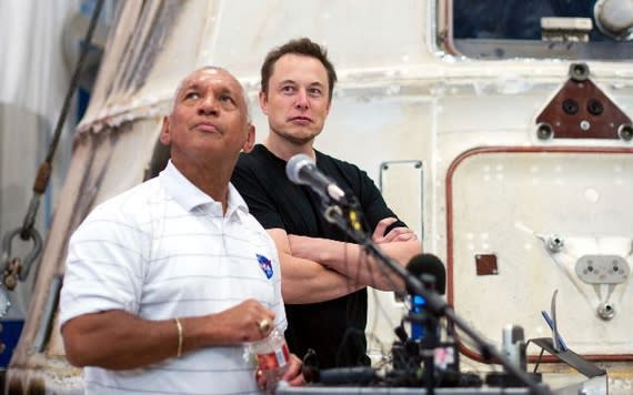 Elon Musk with Nasa's current administrator, Charles Bolden (Bill Ingalls/Reuters)