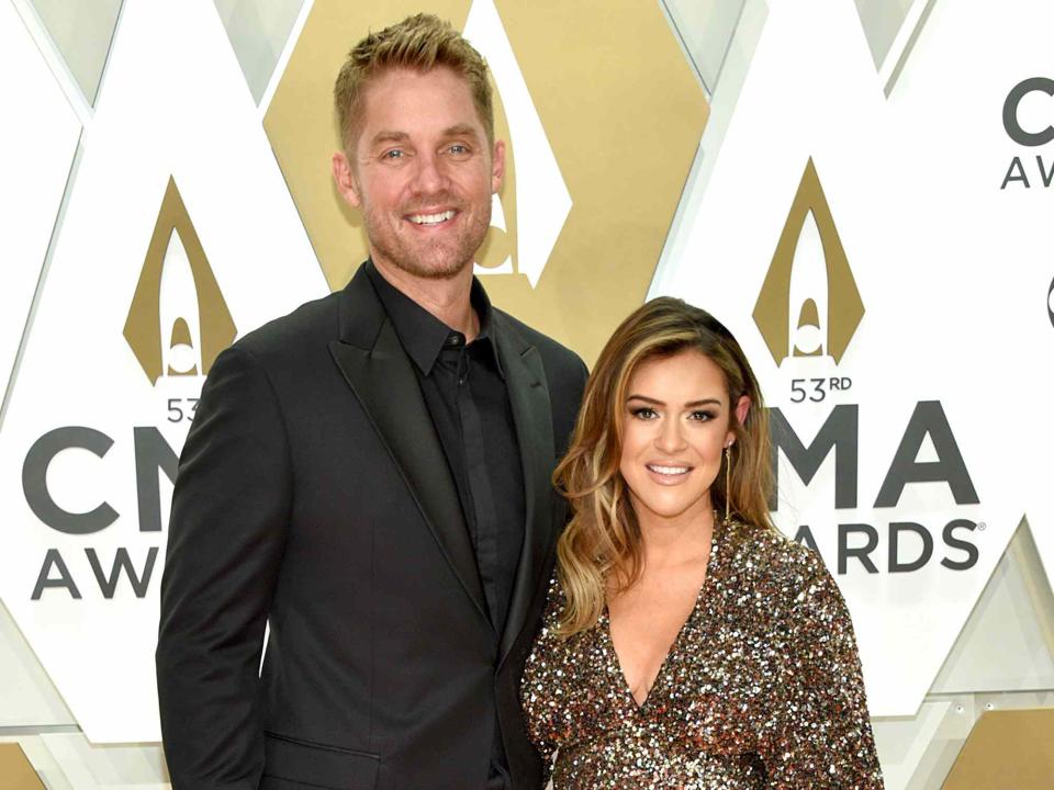 John Shearer/WireImage Brett Young and his wife Taylor Mills Young attend the 53rd annual CMA Awards at the Music City Center in November 2019 in Nashville, Tennessee.