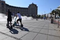 Tier demonstration of an e-scooter in London