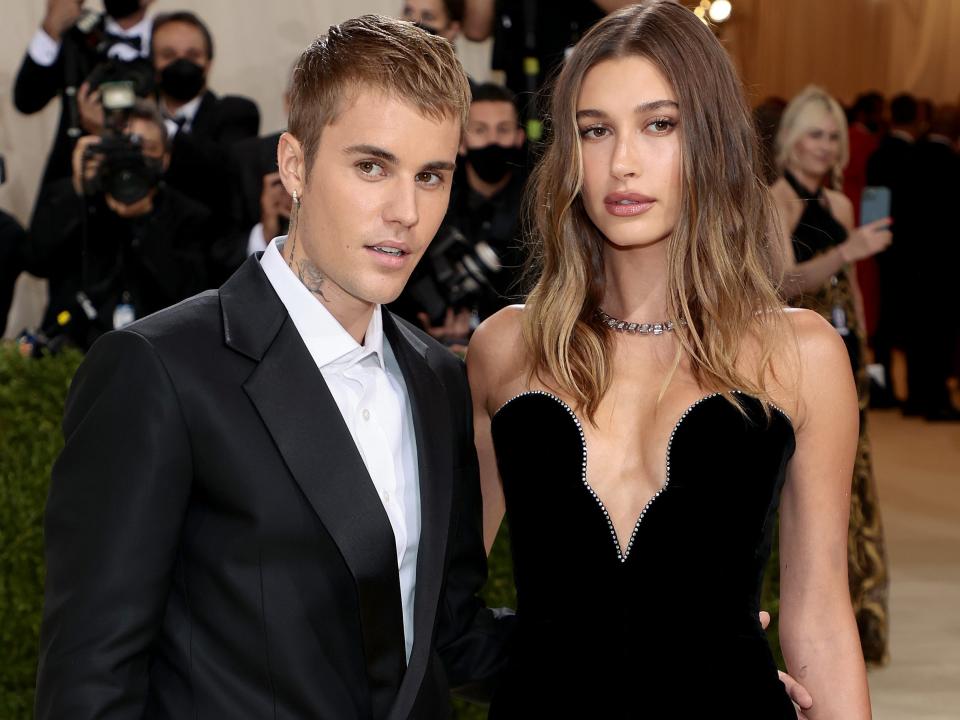 Justin Bieber and Hailey Bieber in 2021.