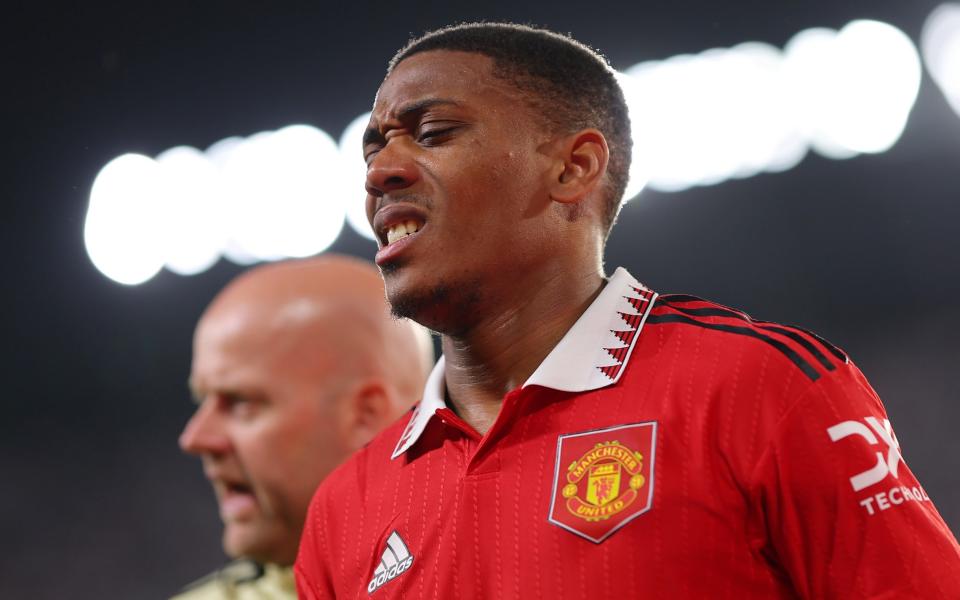 Anthony Martial grimaces