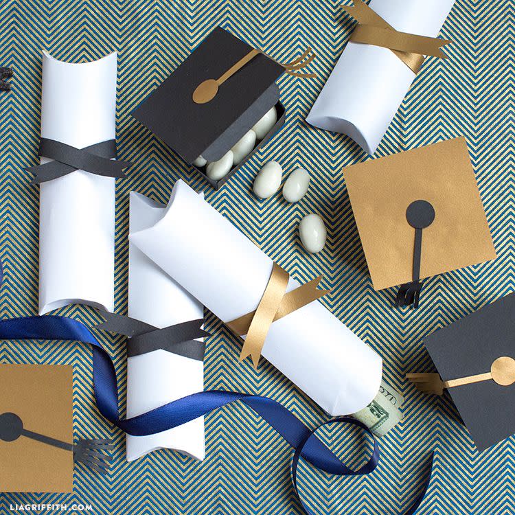 graduation party ideas graduation cap and diploma treat boxes