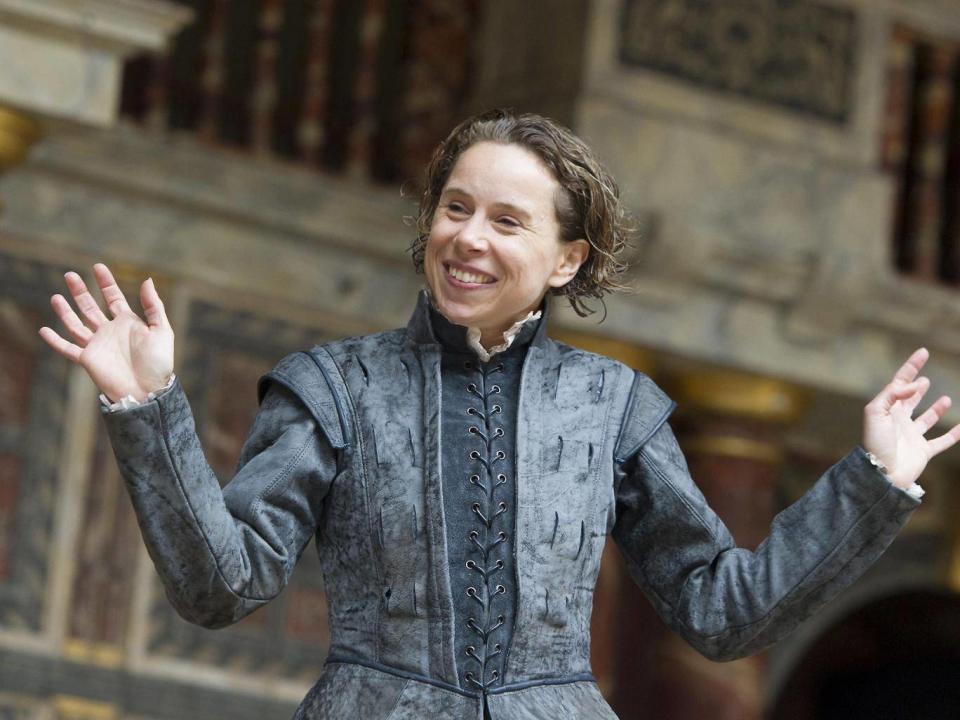 Michelle Terry as Rosalind – cross-dressed as Ganymede – in 'As You Like It' at the Globe in 2015 (Rex)