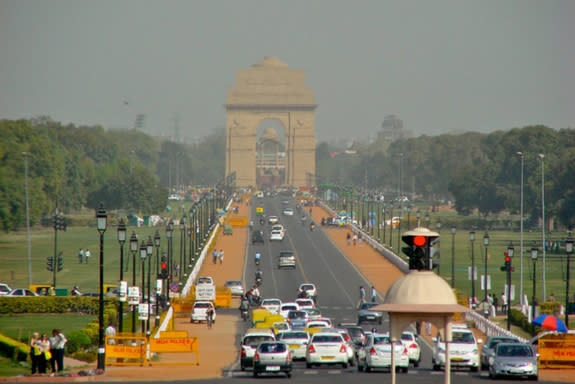 View of India Gate through the smog on a past trip to Delhi, March 2012.