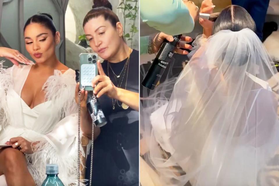 <p>Danielle Priano/Instagram</p> Vanessa Hudgens and her hair stylist