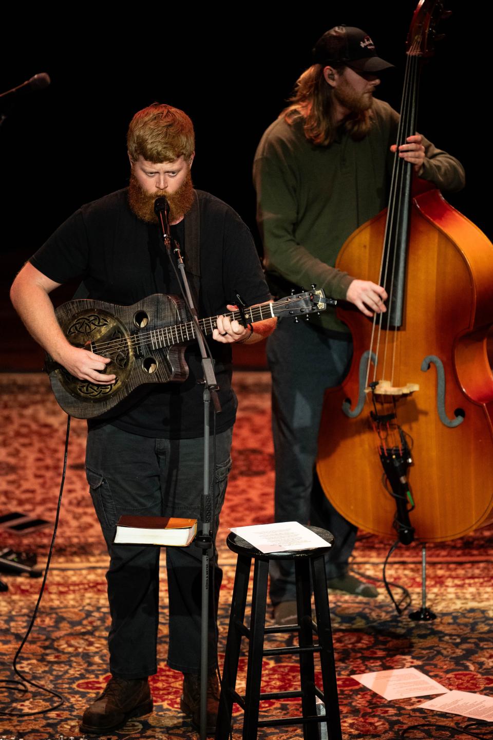 Oliver Anthony performs at the Ryman Auditorium in Nashville, Tenn., Thursday, Feb. 22, 2024.